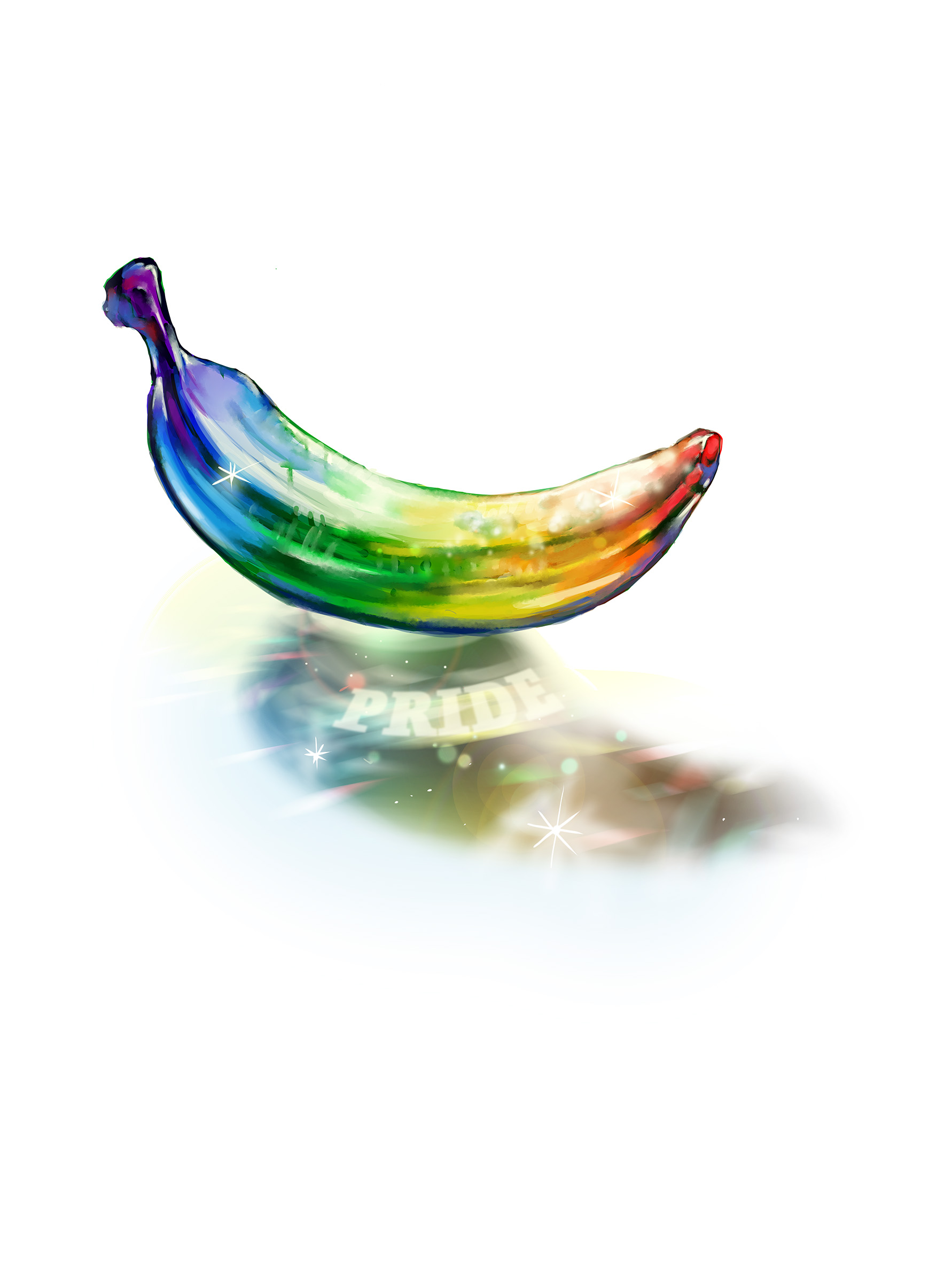 rainbow glass banana art